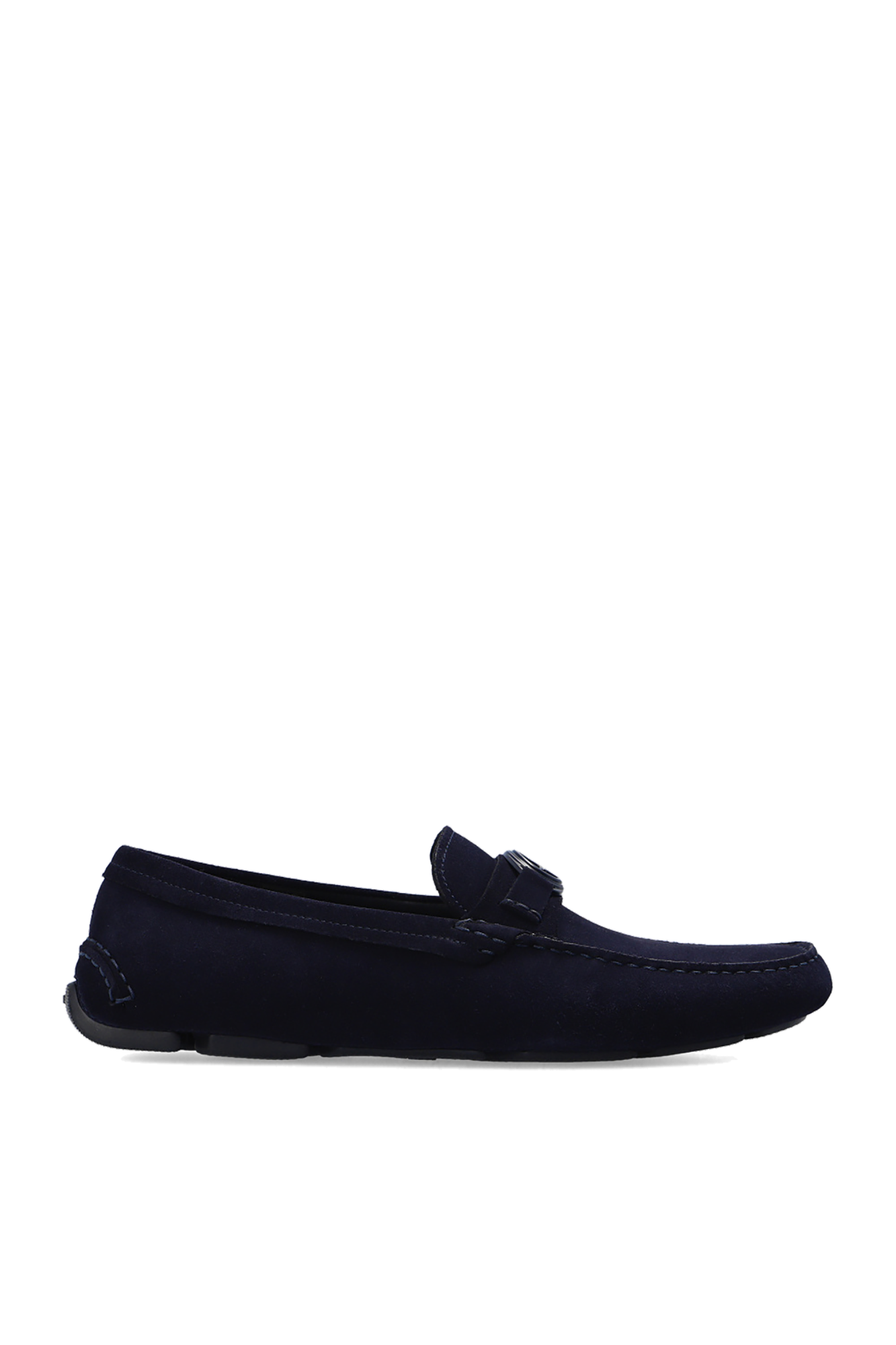 Navy blue Moccasins with logo Giorgio Armani Vitkac Italy